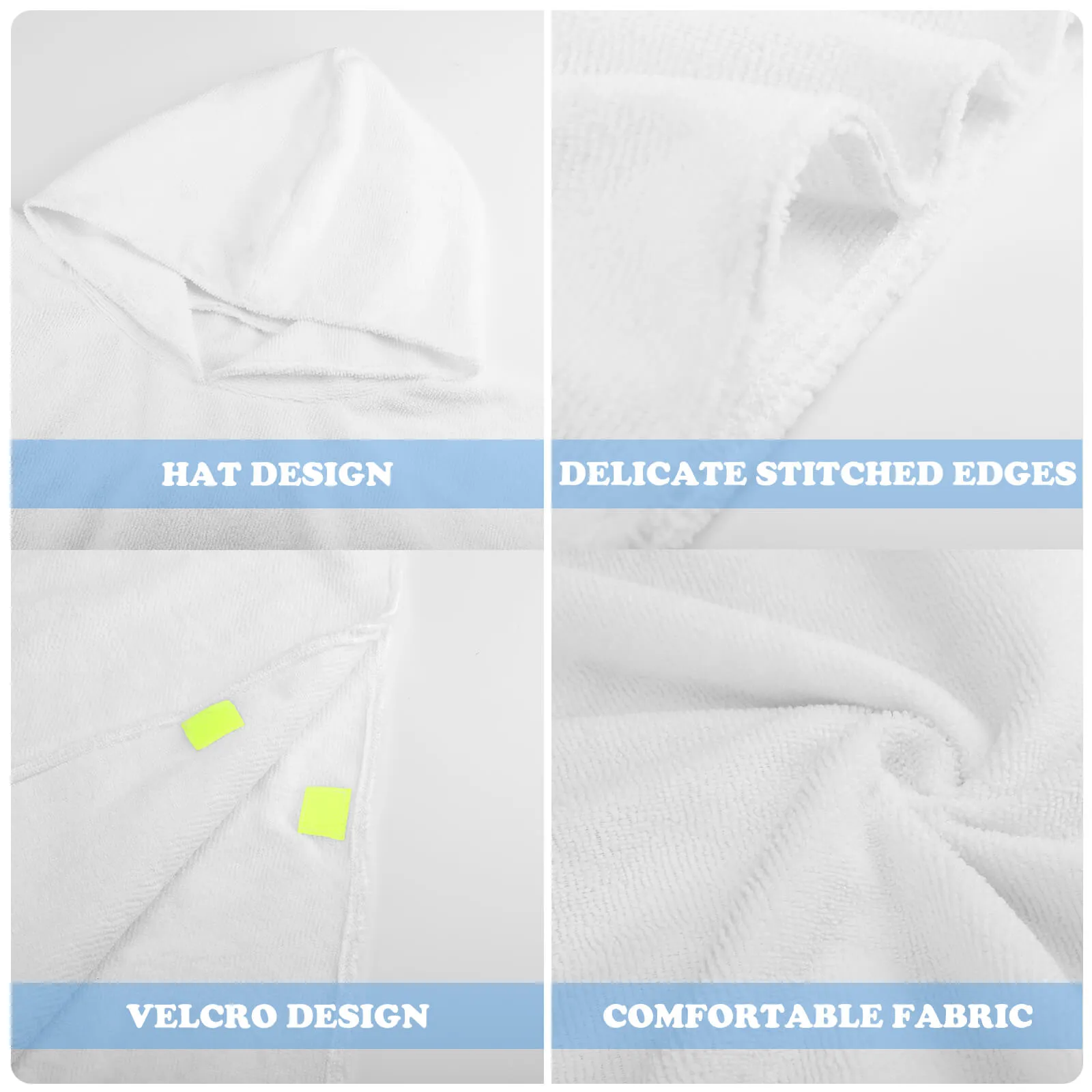 10 Animal Designs - Hooded Terry Cloth Pullover Towel for Kids, Children