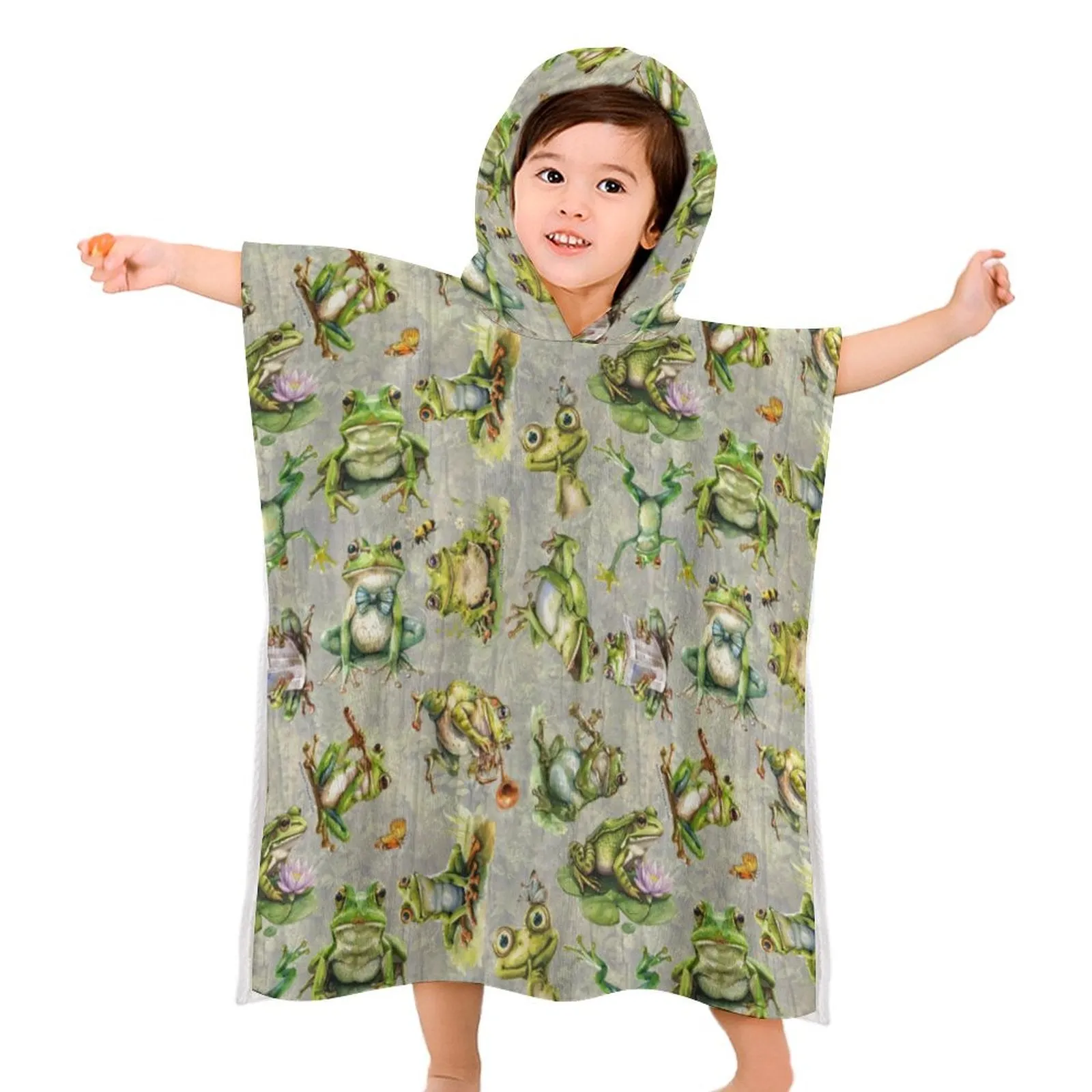 10 Animal Designs - Hooded Terry Cloth Pullover Towel for Kids, Children
