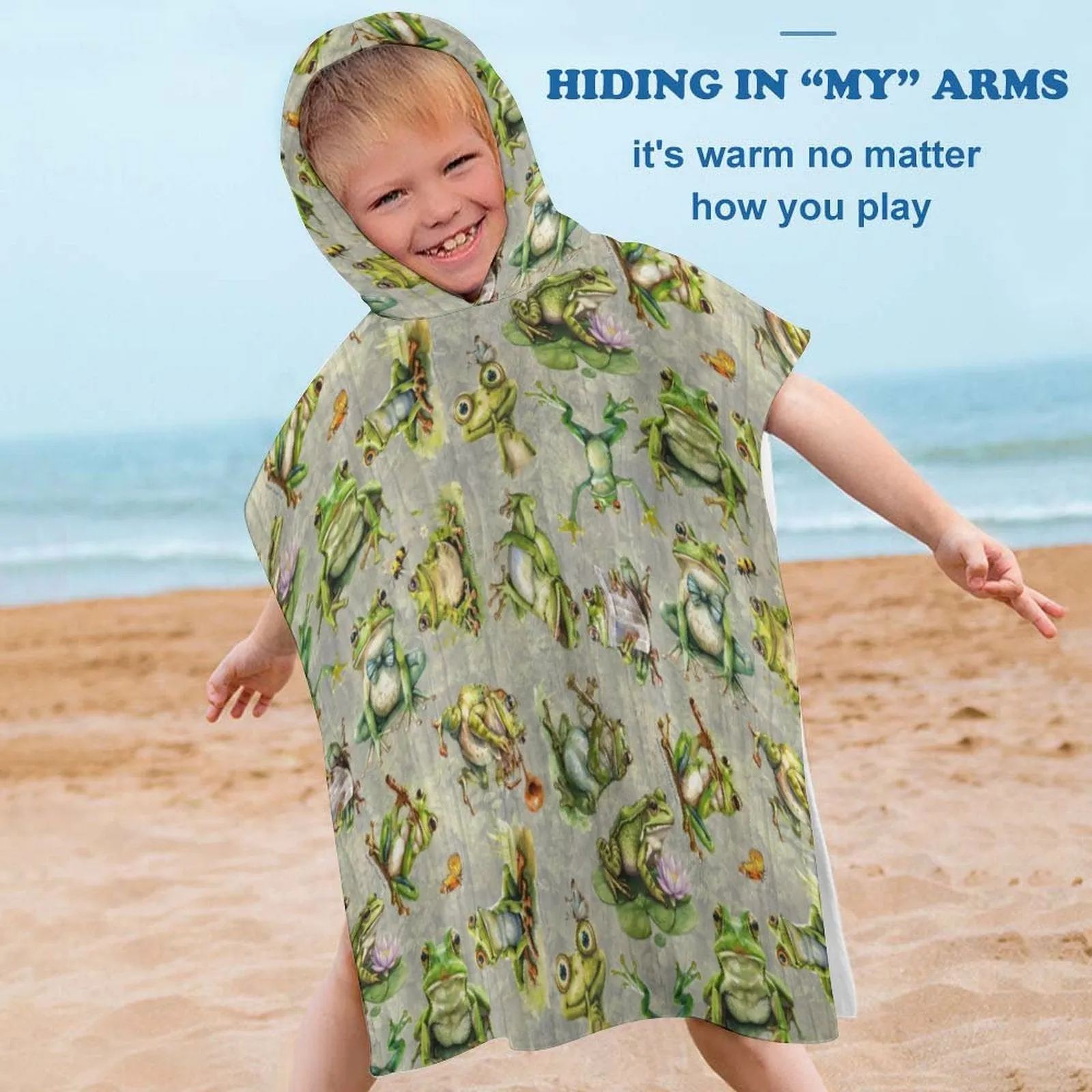 10 Animal Designs - Hooded Terry Cloth Pullover Towel for Kids, Children