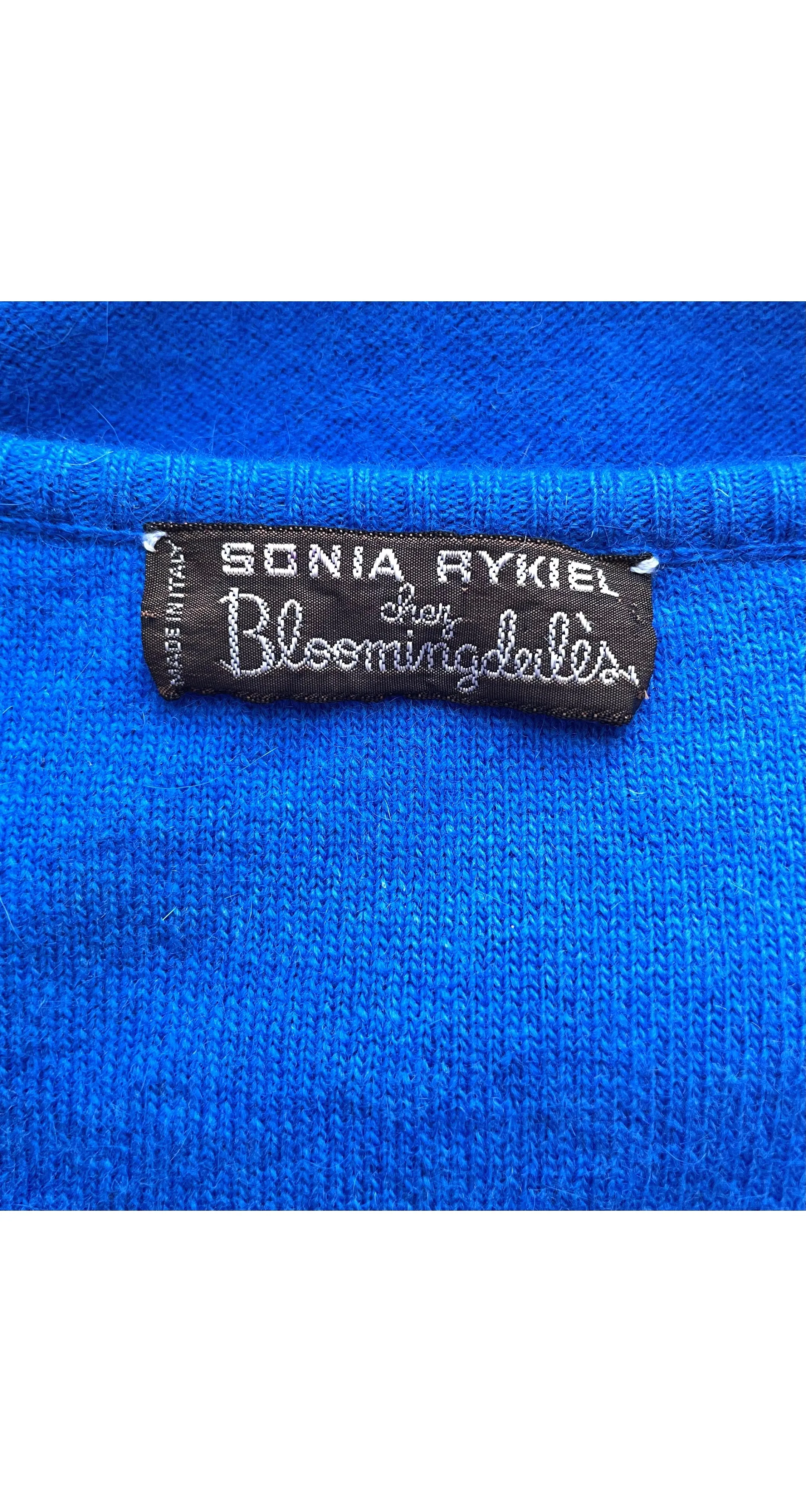1978 S/S Blue Wool Knit Ruffle Shoulder Tunic Dress