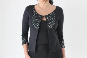 80s Stretch Cotton & Sequin Cardigan Top