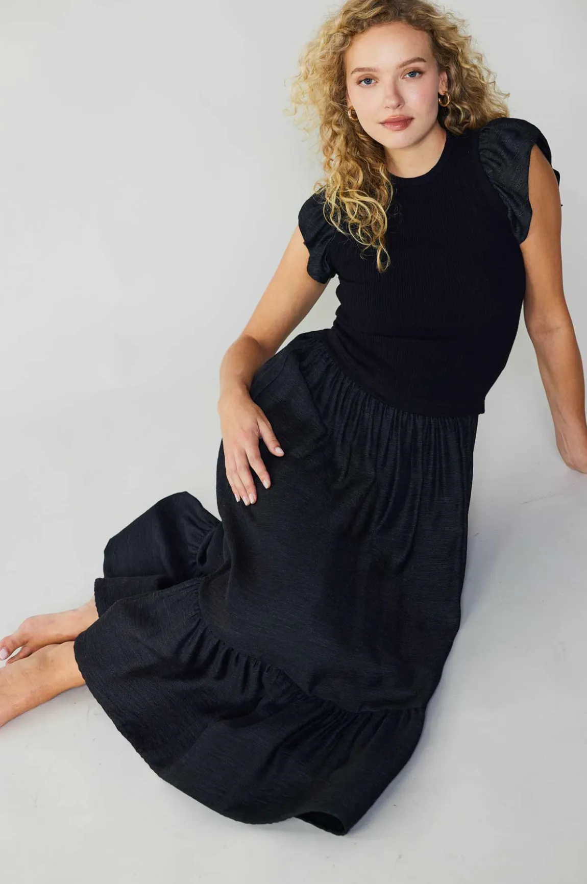 Amelia Ruffle Sleeve Midi Dress