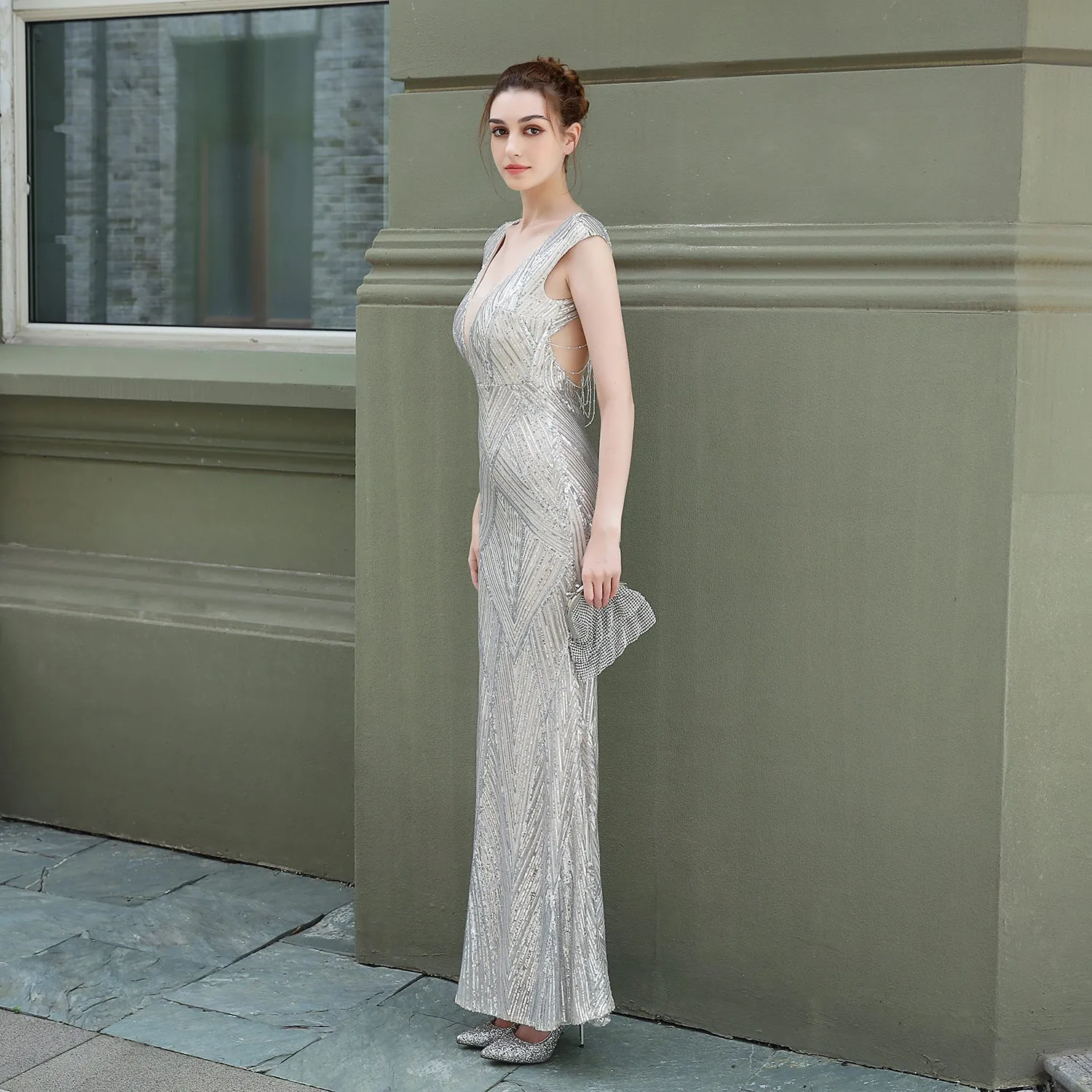 Antheia-18137-Sequin Fishtail Formal Dress