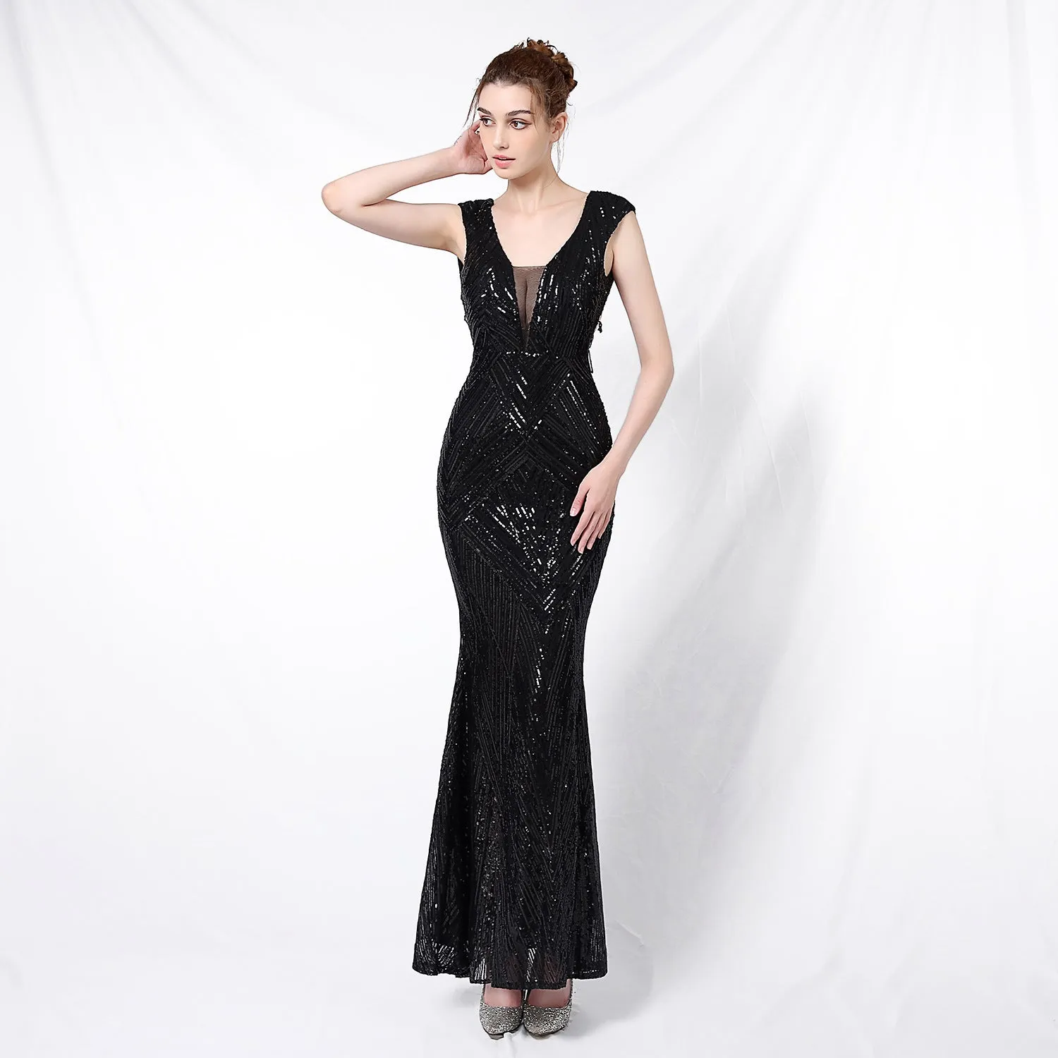 Antheia-18137-Sequin Fishtail Formal Dress
