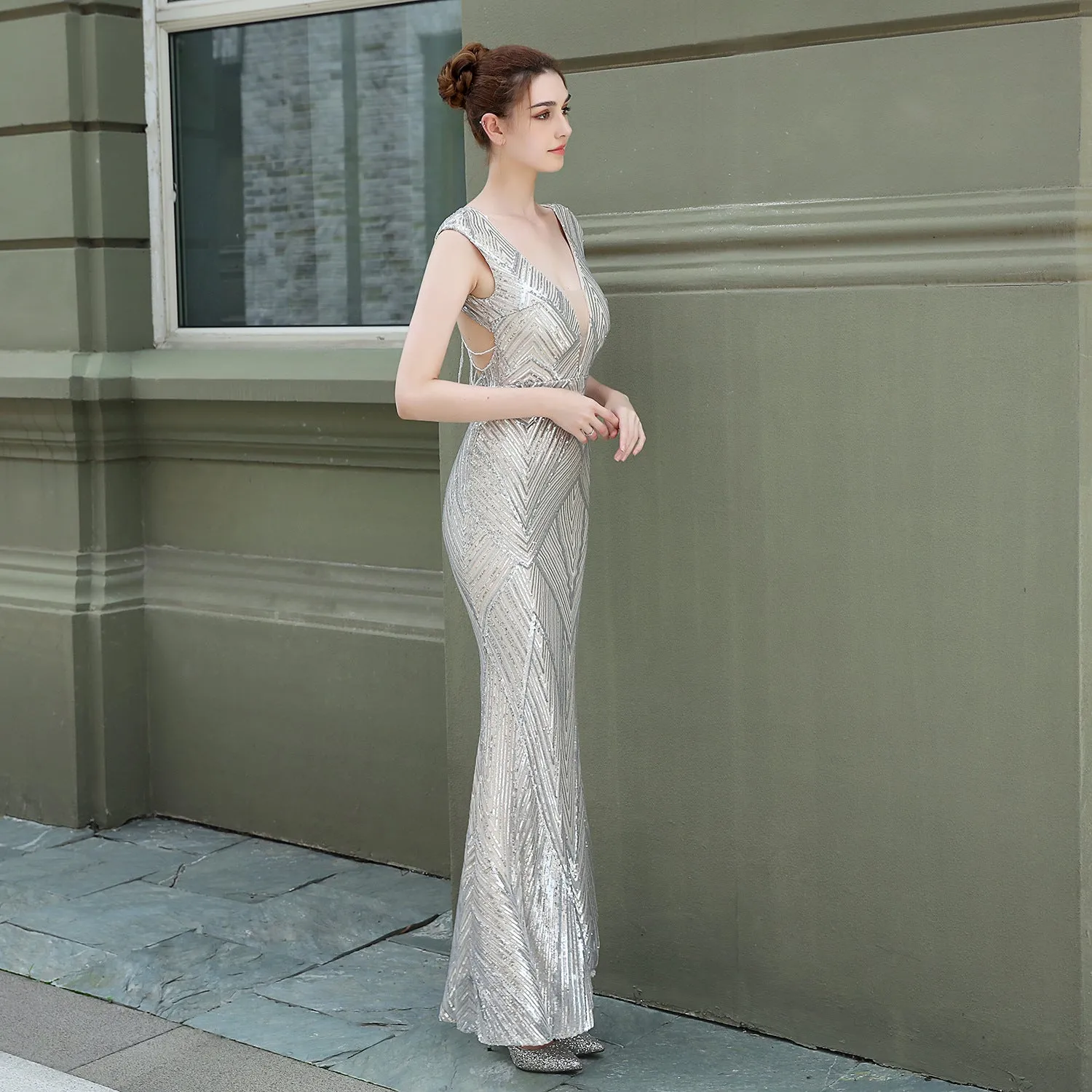 Antheia-18137-Sequin Fishtail Formal Dress