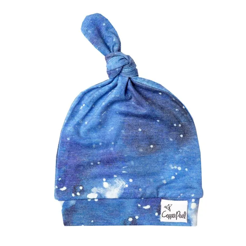 Baby Top Knot Hat | Blue Galaxy