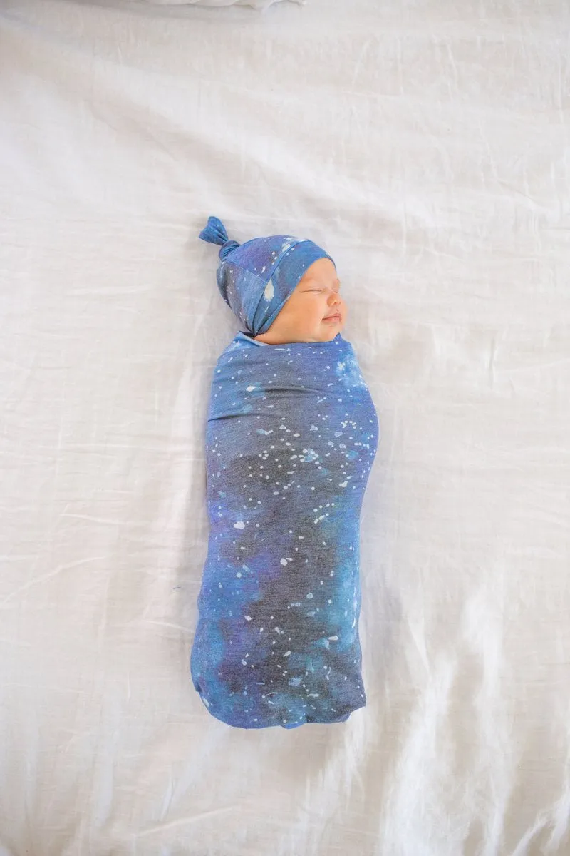 Baby Top Knot Hat | Blue Galaxy