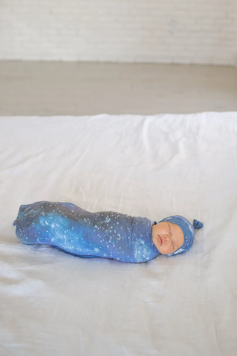 Baby Top Knot Hat | Blue Galaxy