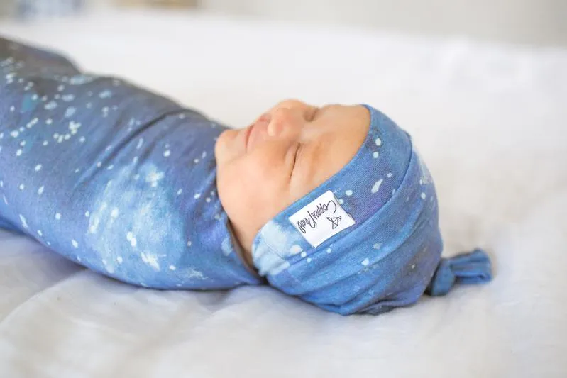Baby Top Knot Hat | Blue Galaxy