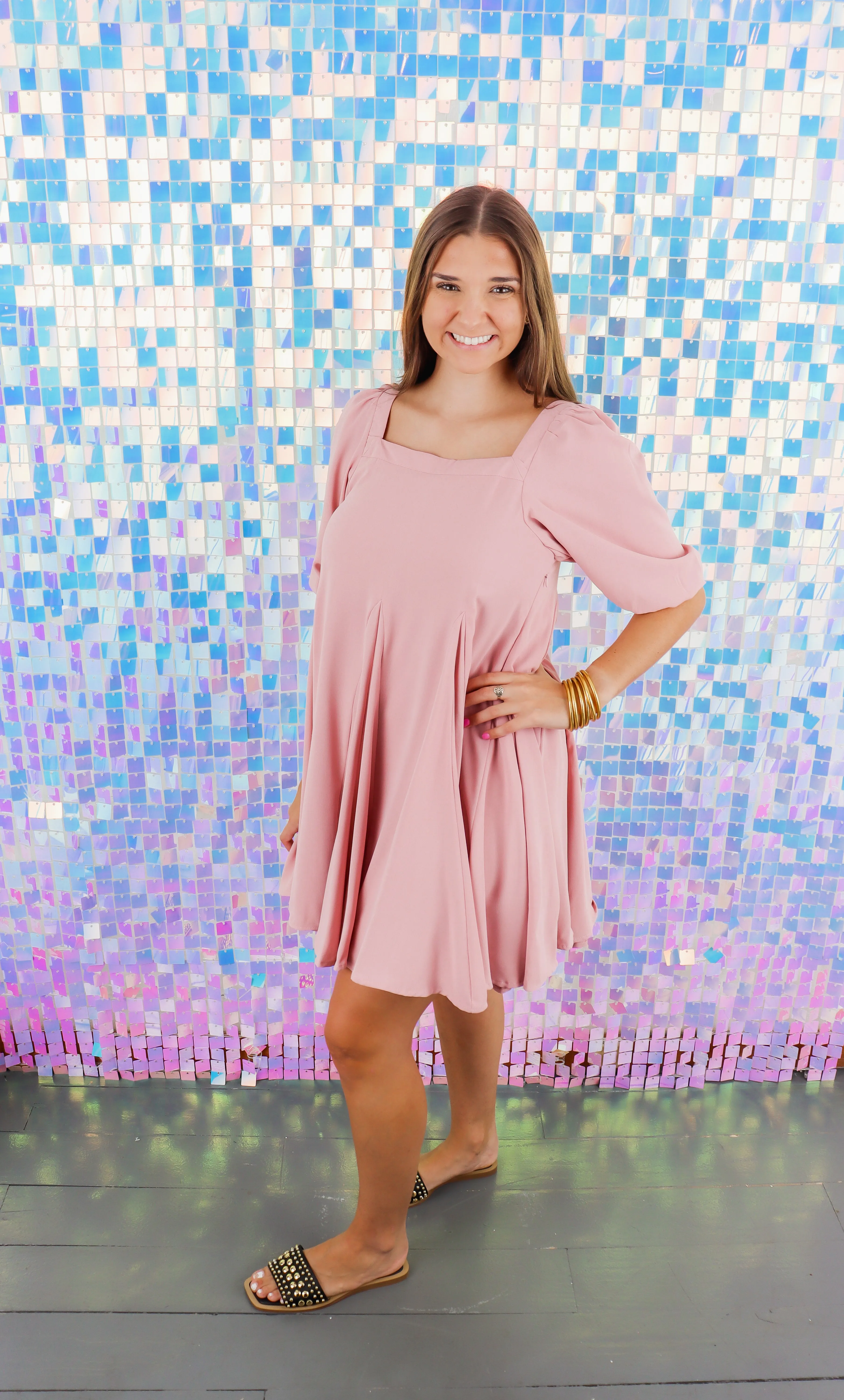 Balloon Sleeve Chiffon Babydoll Dress