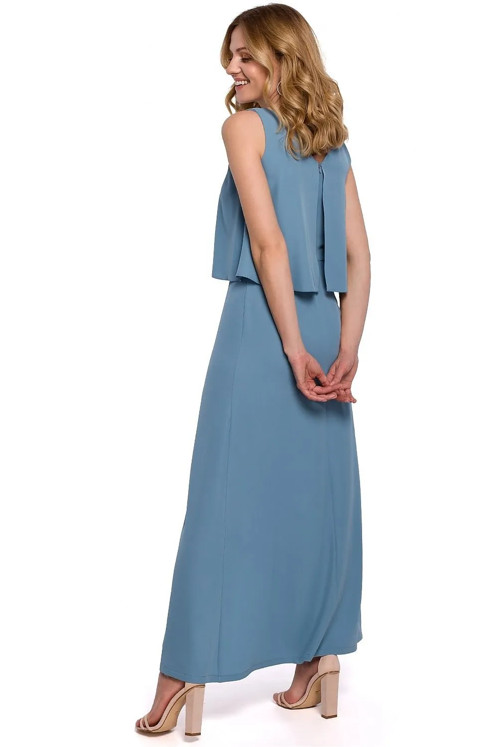 Beautifully cut long high slit cocktail dress