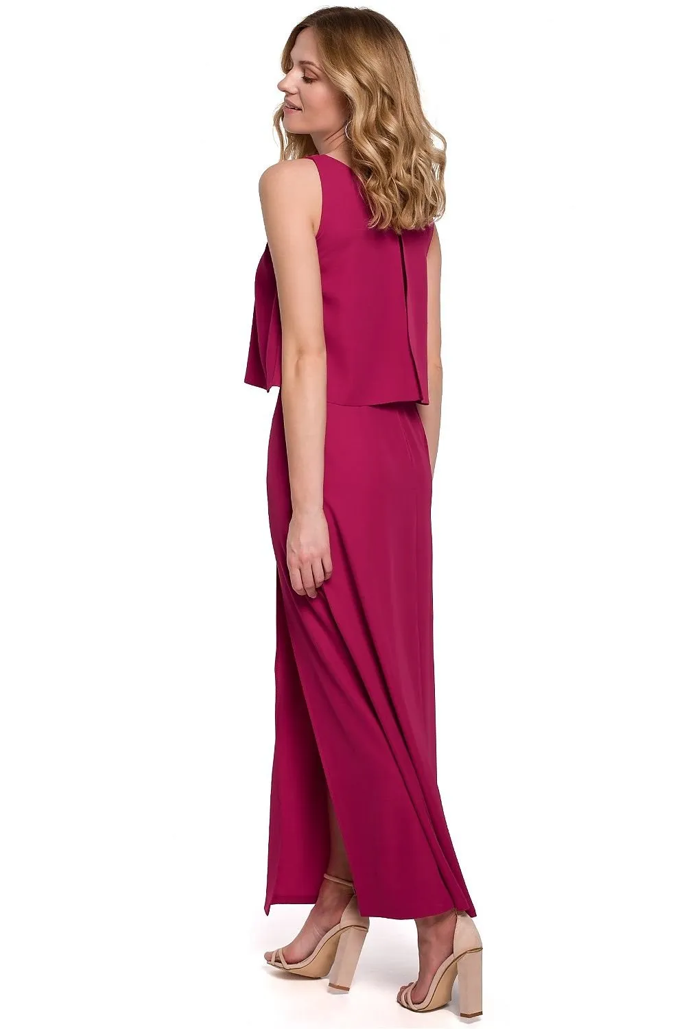 Beautifully cut long high slit cocktail dress