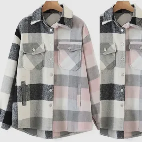 Billie Two Tone Plaid Shacket - Black/Pink