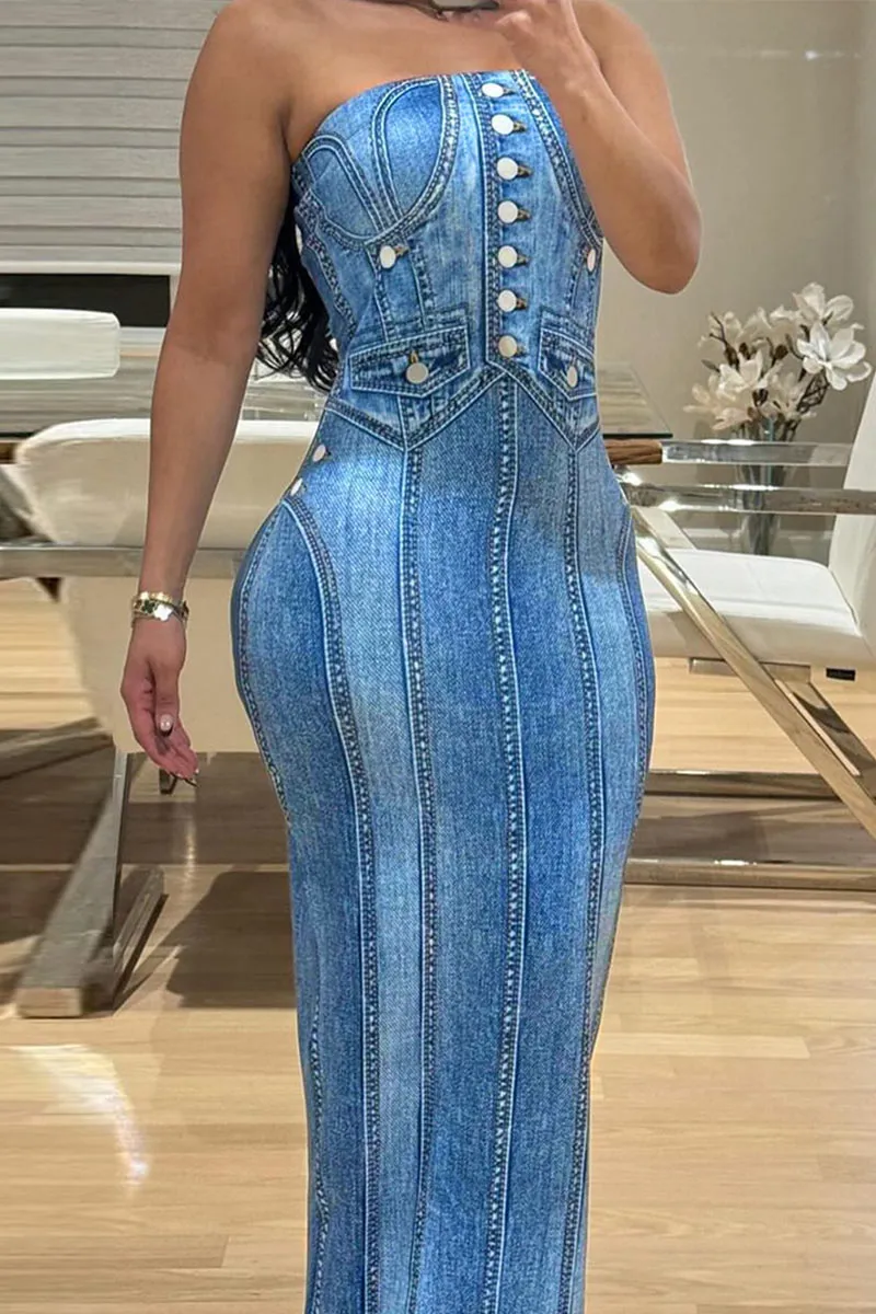 BK0723 Strapless Long Dress