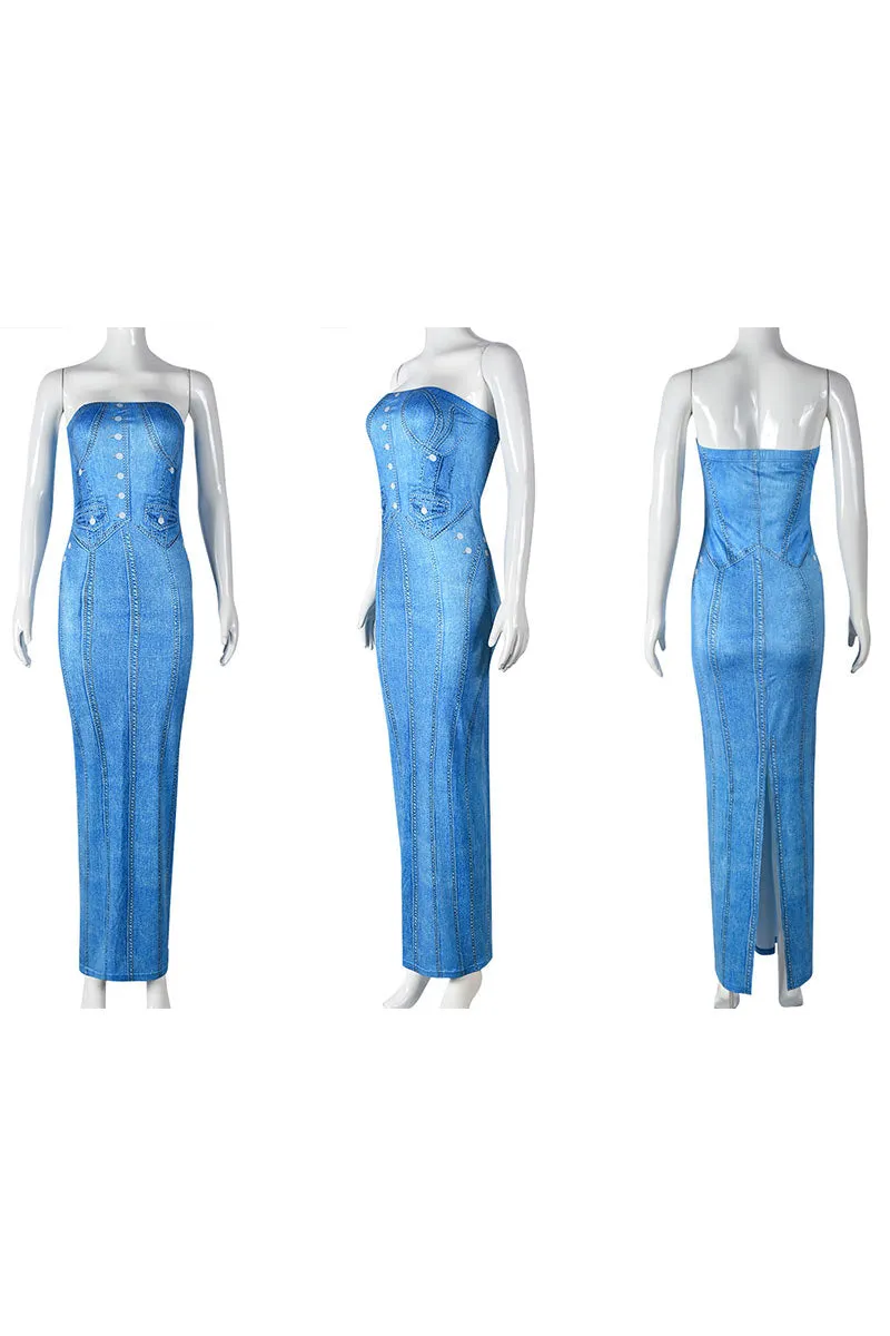 BK0723 Strapless Long Dress