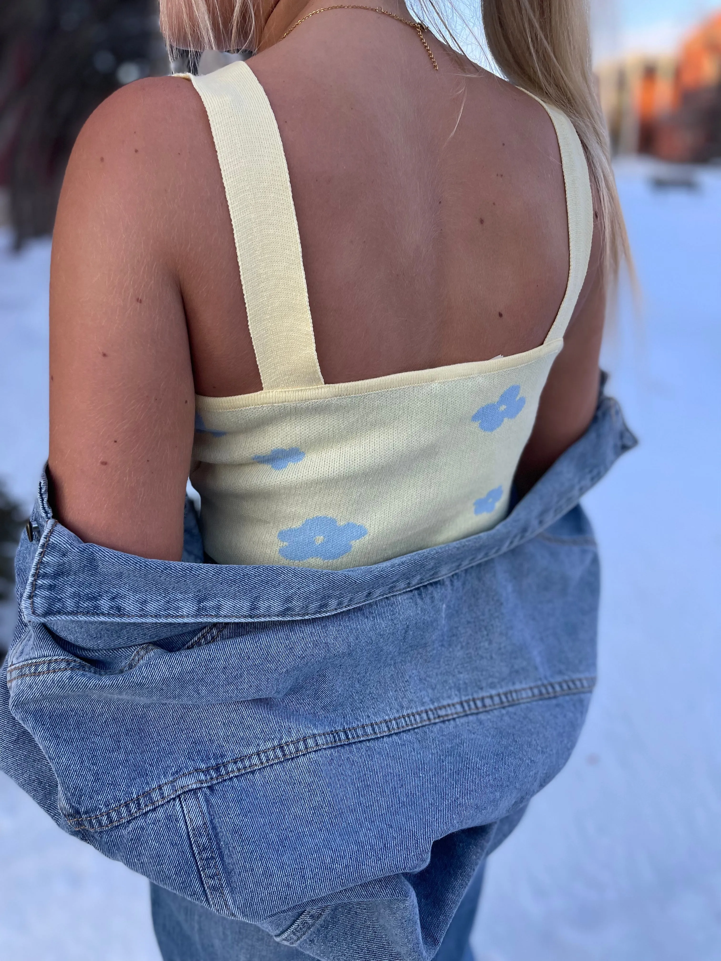 Blue & Yellow Floral Crop Top