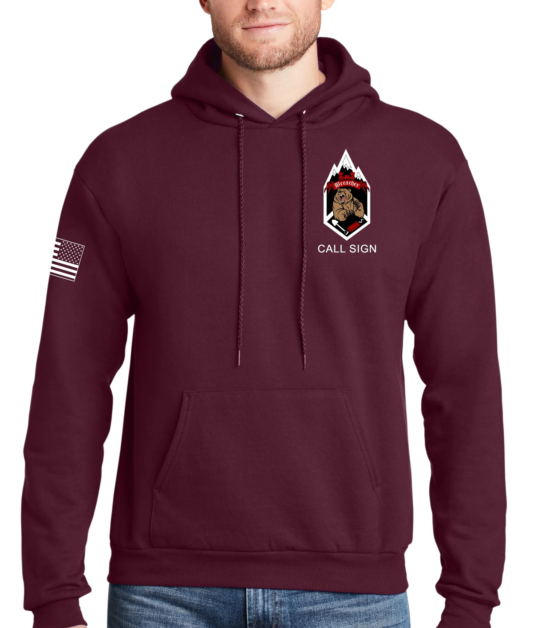 Born to Breach Maroon Hoodie Sweatshirt. This sweatshirt is NOT approved for PT.