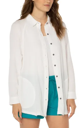 Button Front Raglan Shacket
