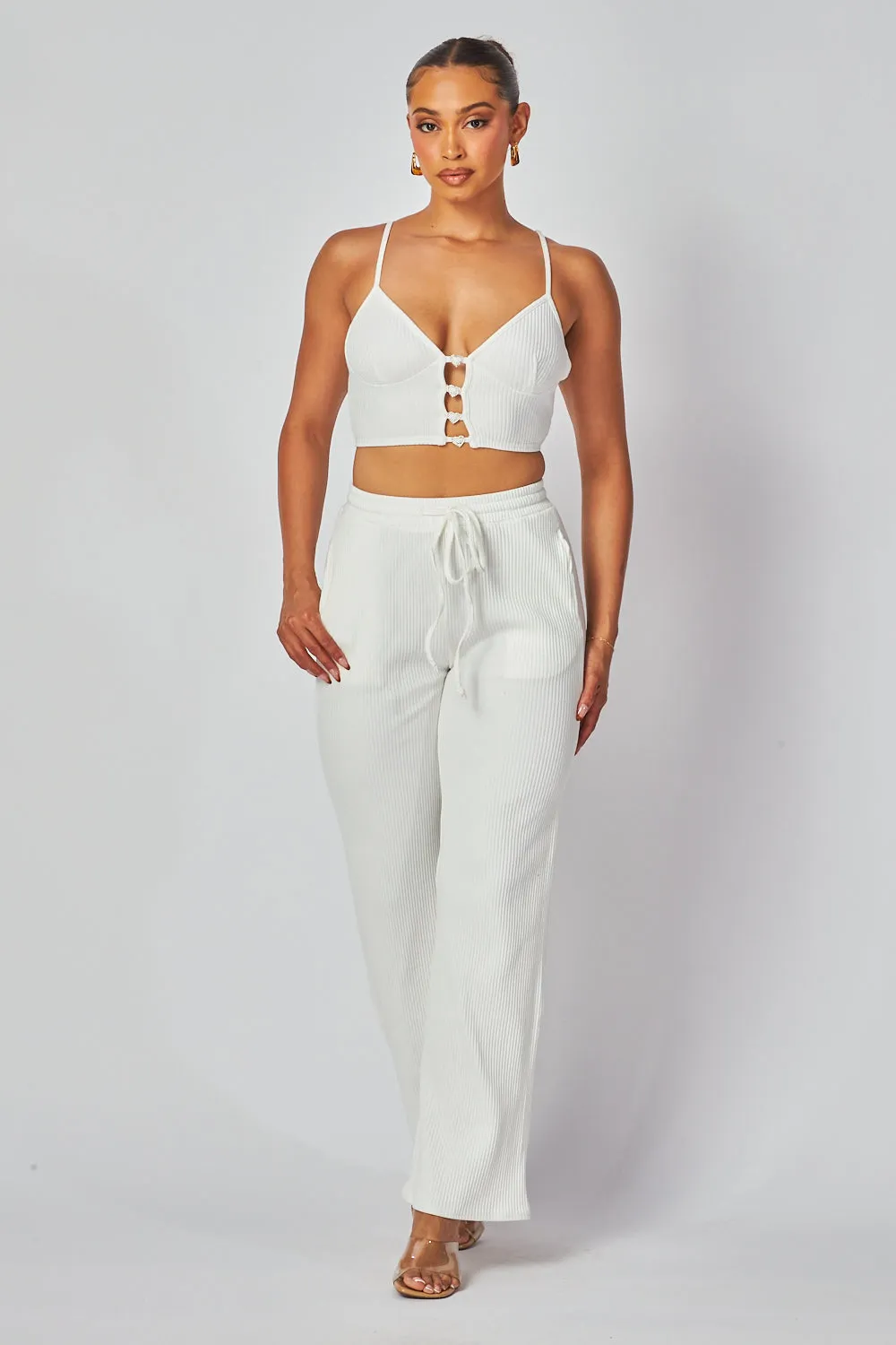 Carolina Open Front Crop Tank Top & Pants Set