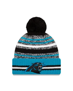 Carolina Panthers New Era 2021 NFL Sideline - Sport Official Pom Cuffed Knit Hat - Blue Carolina/Black