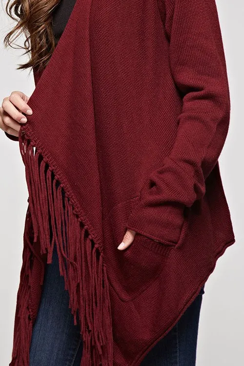 Cashmere Blend Waterfall Fringe Cardigan