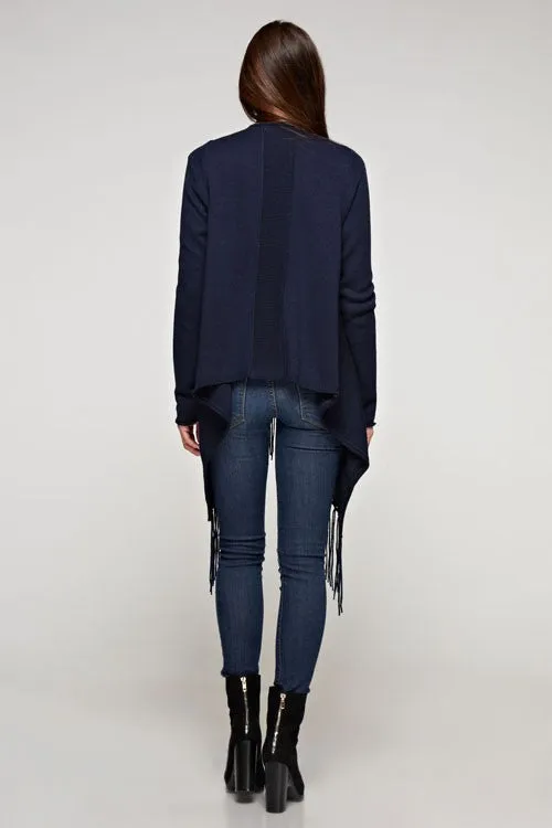 Cashmere Blend Waterfall Fringe Cardigan