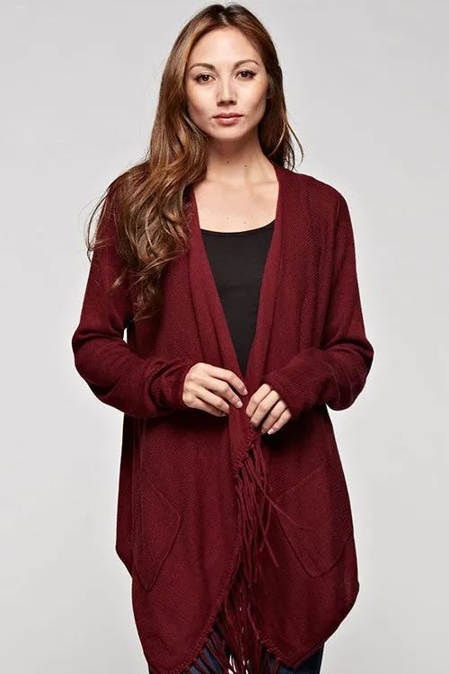 Cashmere Blend Waterfall Fringe Cardigan