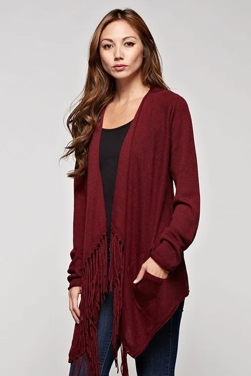 Cashmere Blend Waterfall Fringe Cardigan