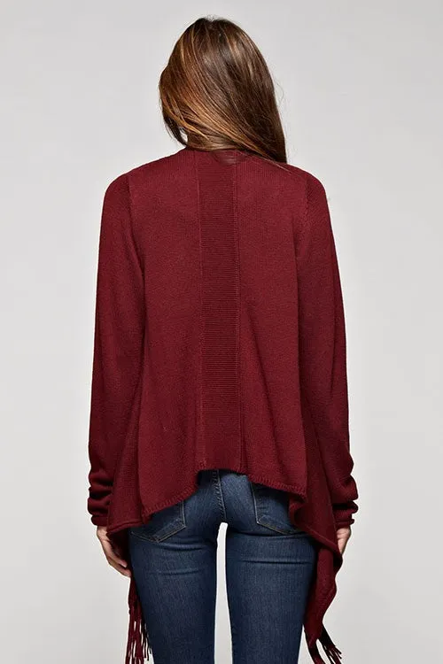 Cashmere Blend Waterfall Fringe Cardigan