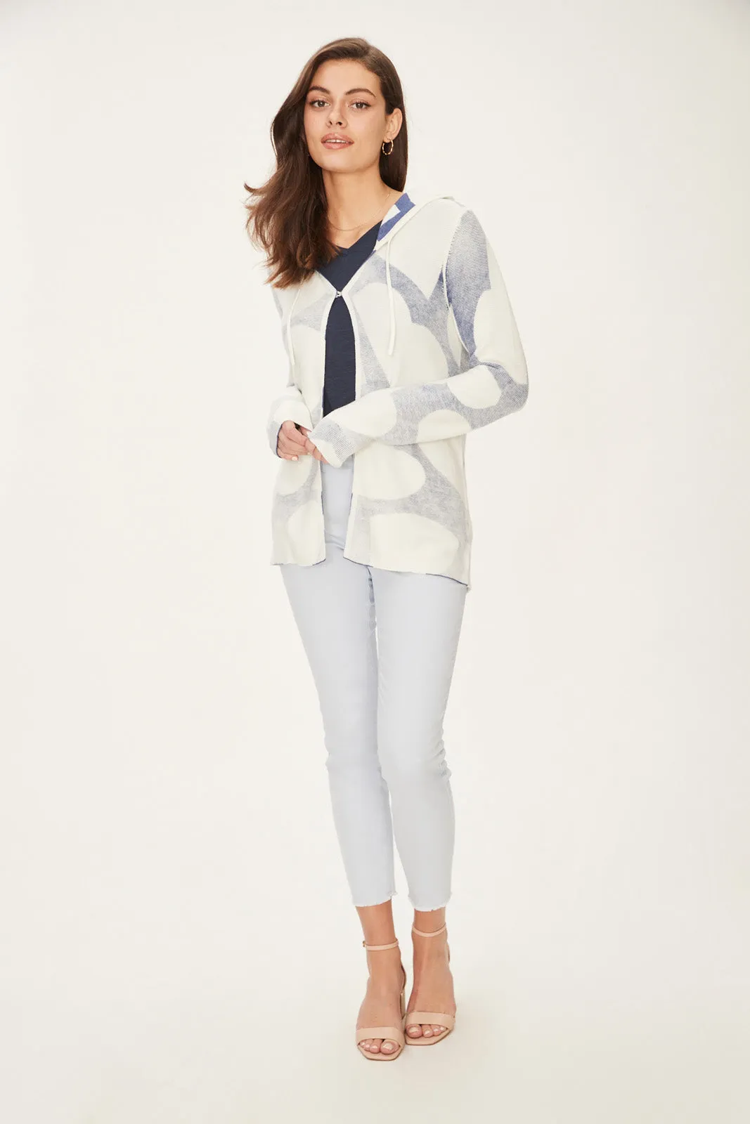 COOL PRINTED HEART REVERSIBLE HOODED CARDIGAN