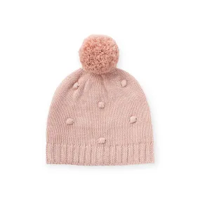 Elegant Baby Popcorn Knit Pom Pom Hat ~ Pink