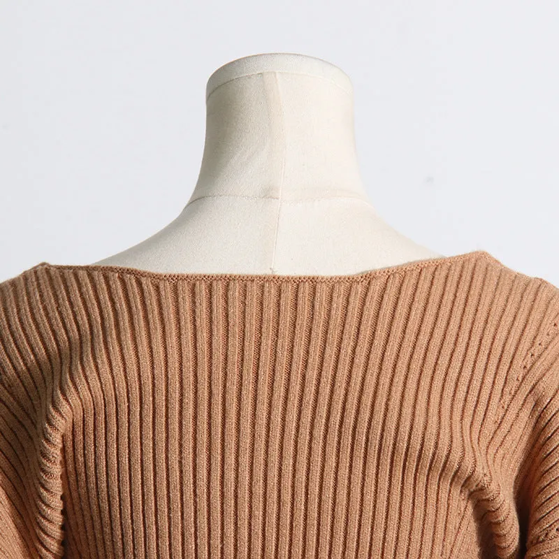 Elegant French Slim Fit Mid-Length Knitted Dress
