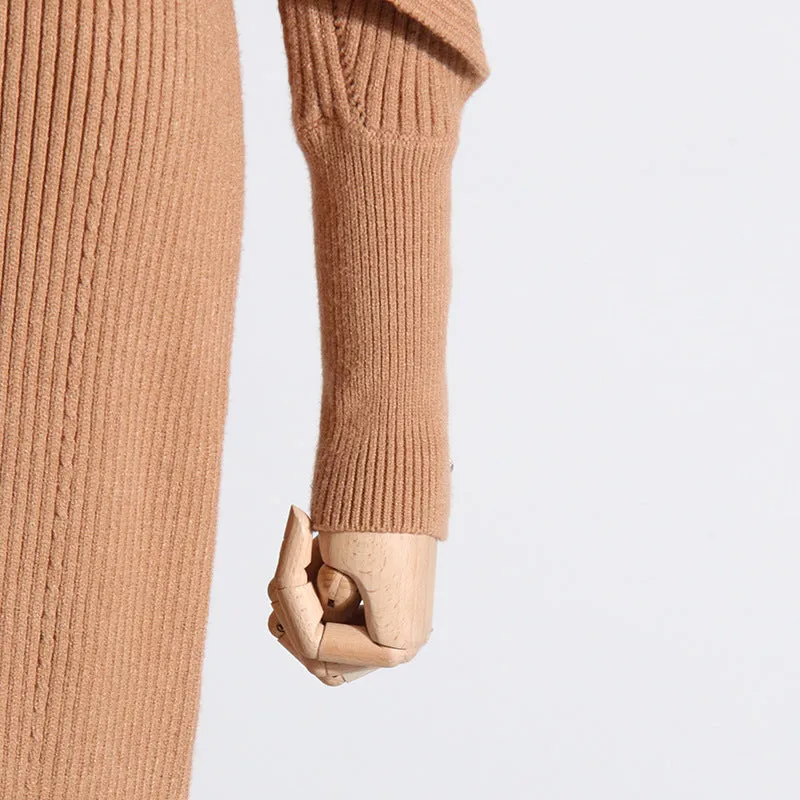 Elegant French Slim Fit Mid-Length Knitted Dress