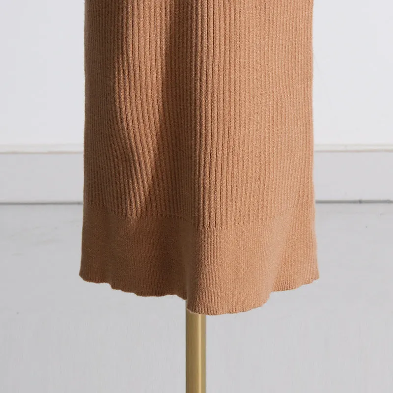 Elegant French Slim Fit Mid-Length Knitted Dress