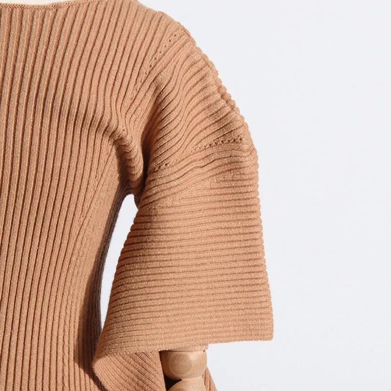 Elegant French Slim Fit Mid-Length Knitted Dress