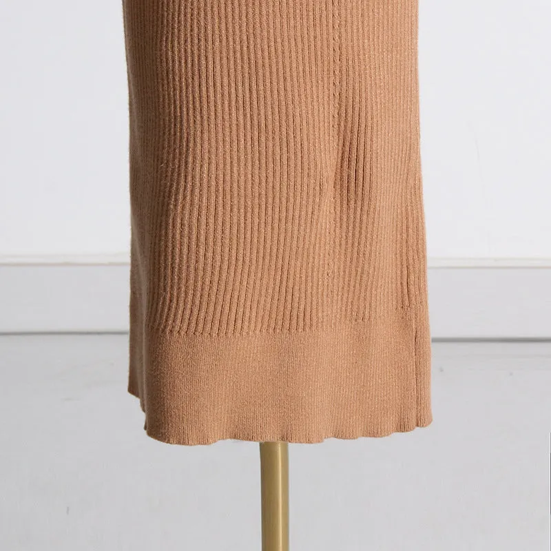 Elegant French Slim Fit Mid-Length Knitted Dress