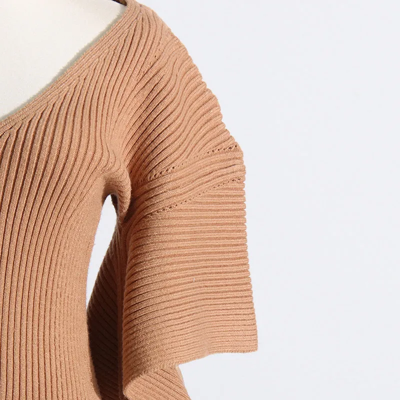 Elegant French Slim Fit Mid-Length Knitted Dress