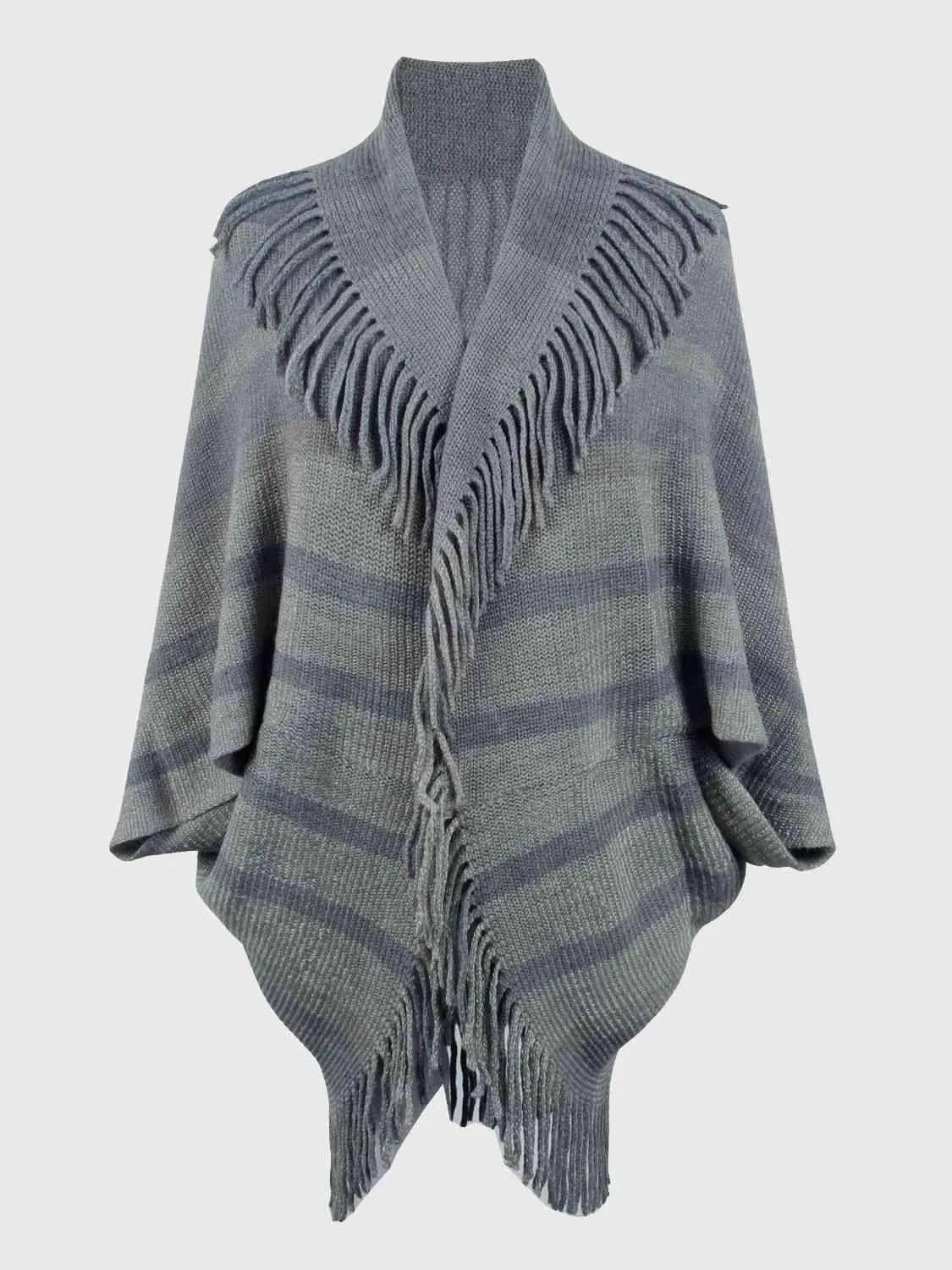 Exquisite Layer Open Front Fringe Poncho