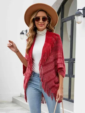 Exquisite Layer Open Front Fringe Poncho
