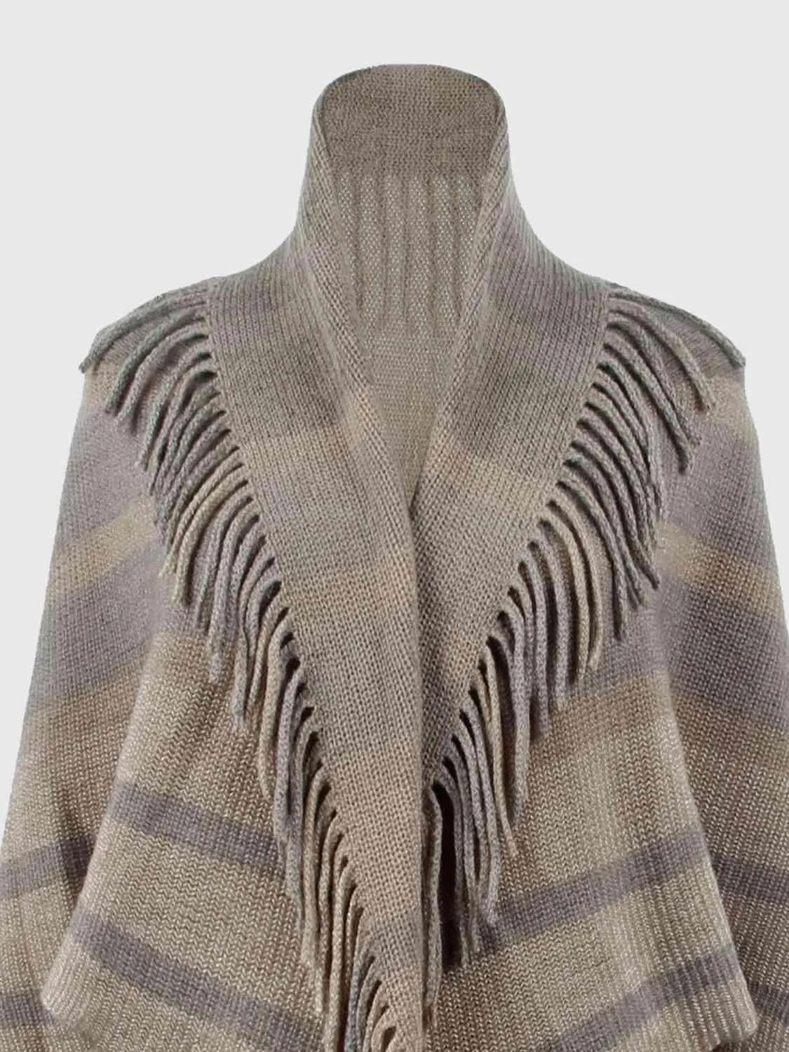 Exquisite Layer Open Front Fringe Poncho