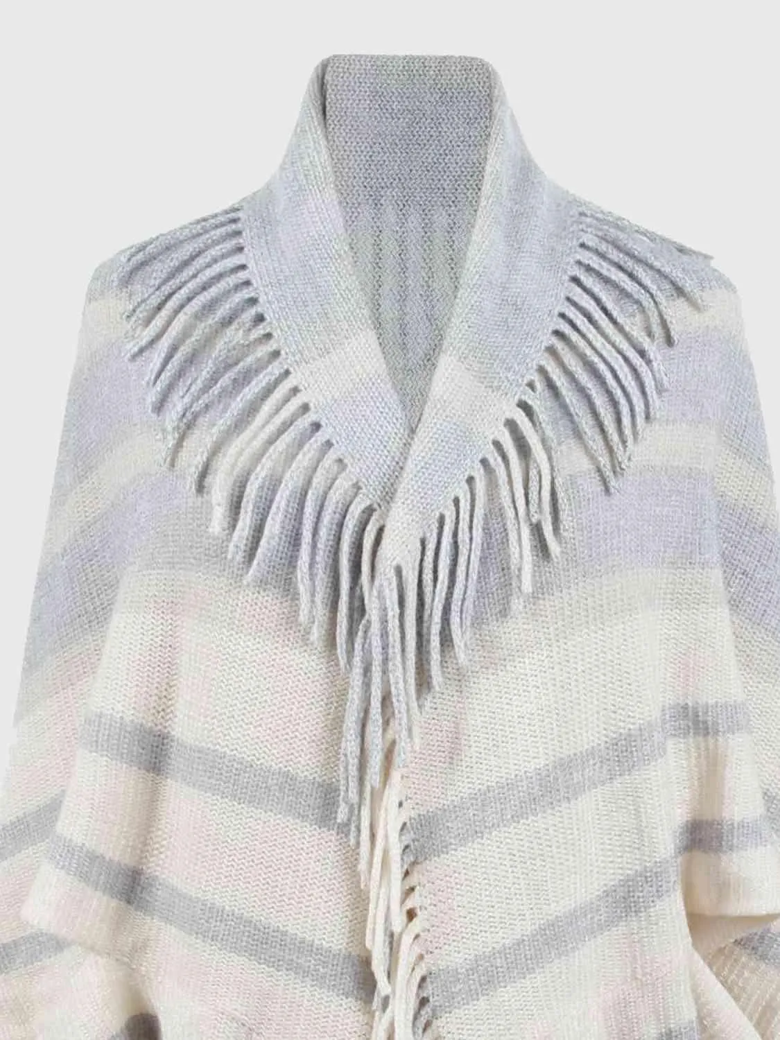 Exquisite Layer Open Front Fringe Poncho