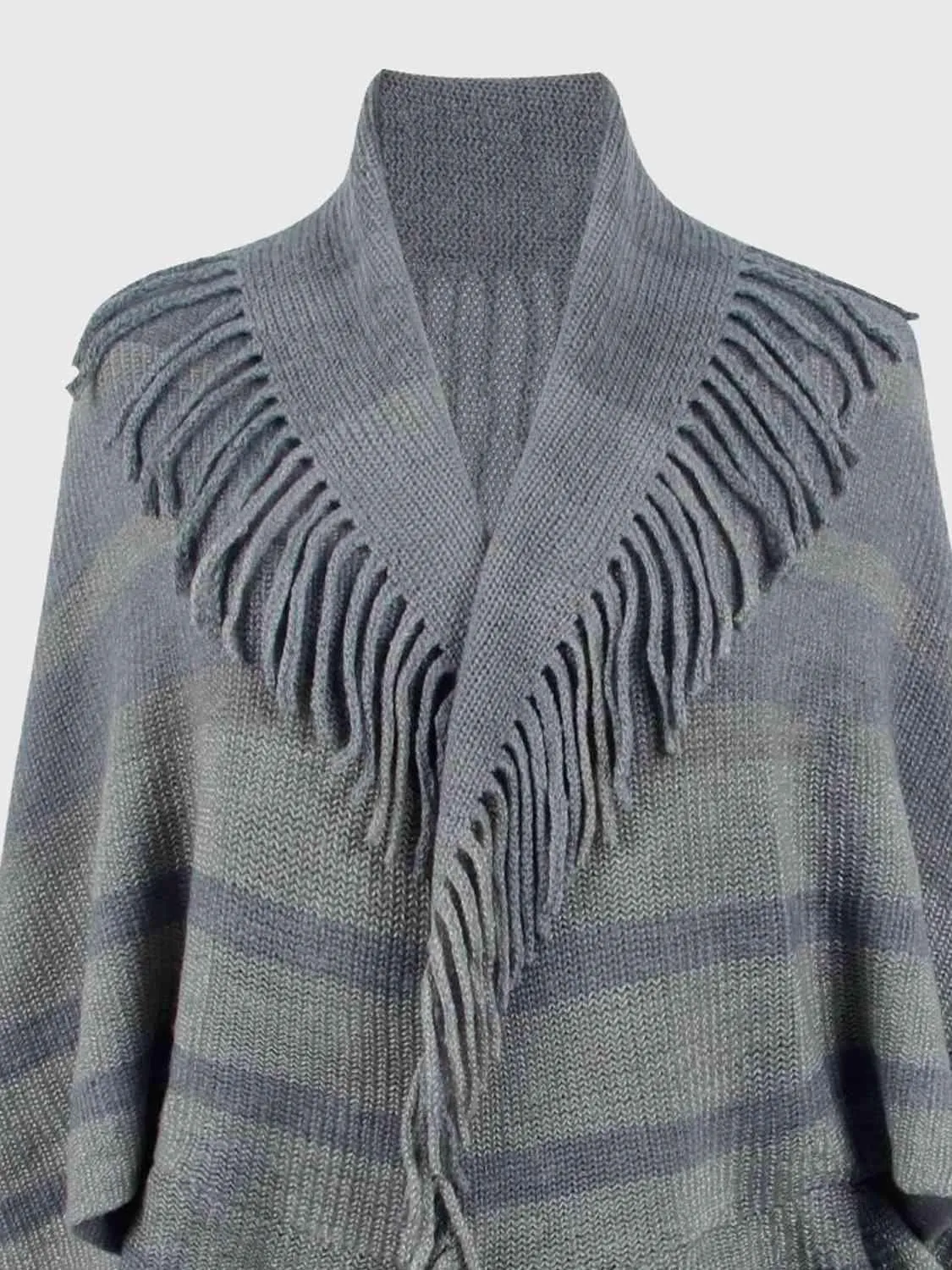 Exquisite Layer Open Front Fringe Poncho