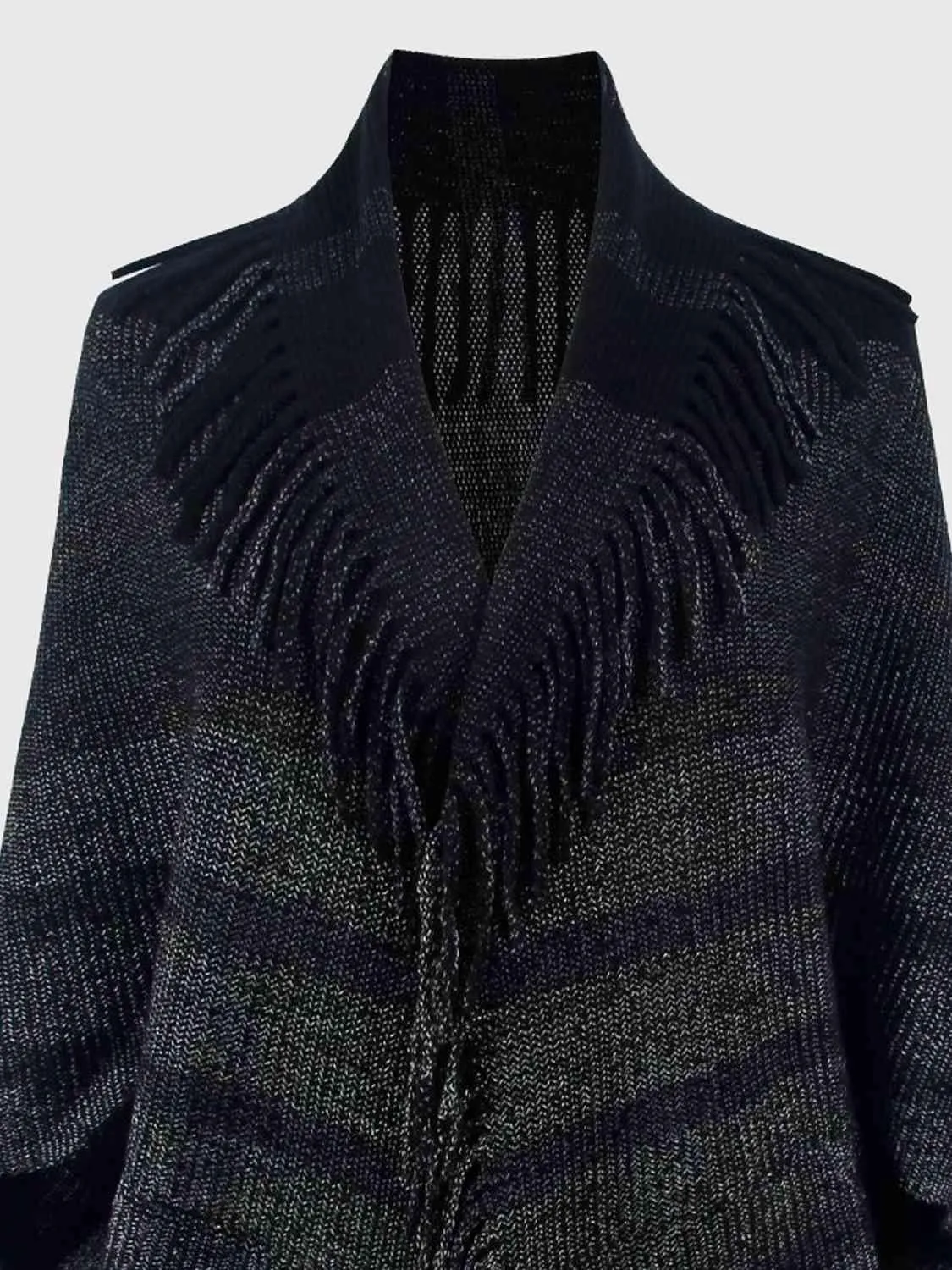 Exquisite Layer Open Front Fringe Poncho