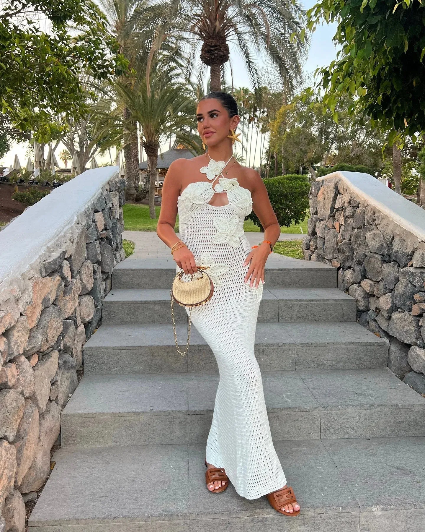 Floral Halter Maxi Dress Summer Splice Backless Design