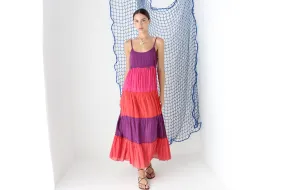 FOUND IN GREECE 90s Tiered Cotton Gauze Dress