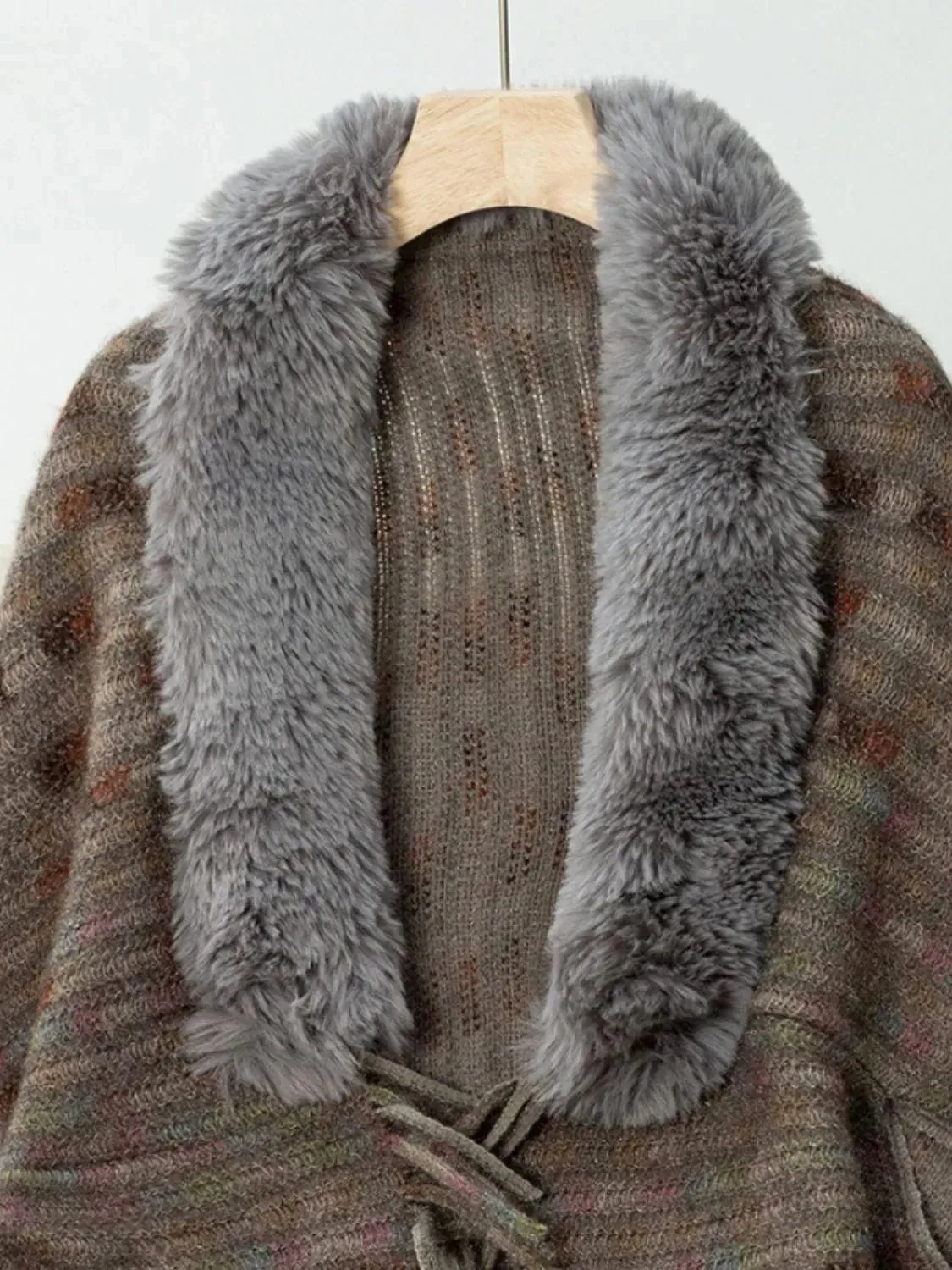 Fringed Fuzzy Open Front Cape