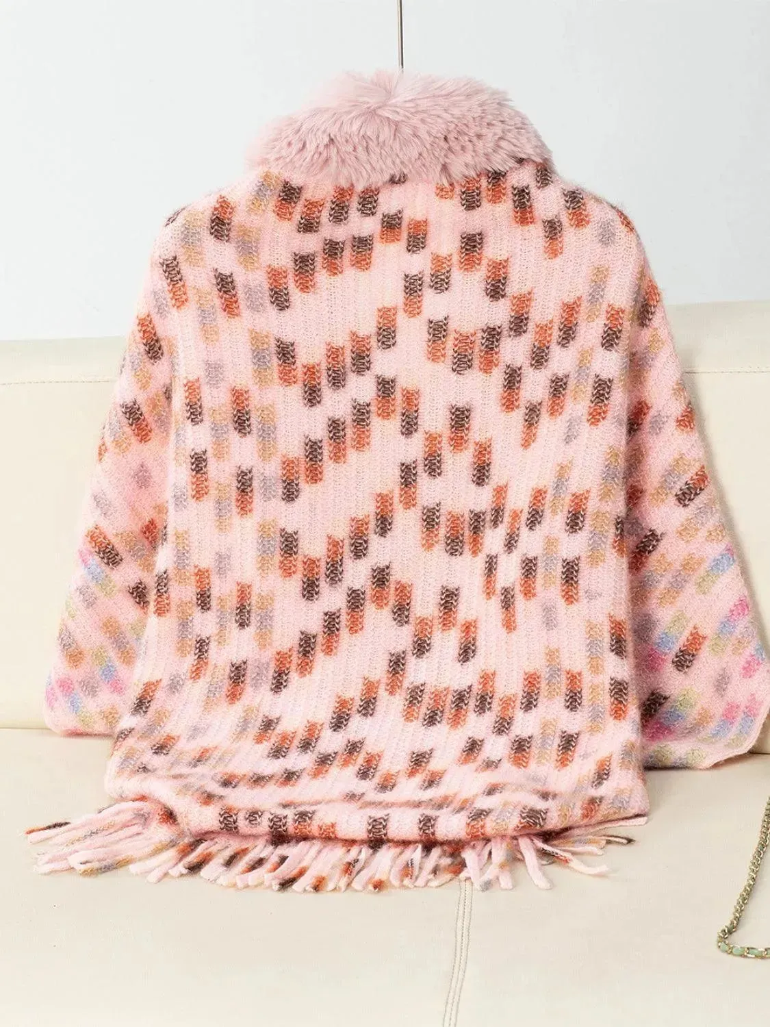 Fringed Fuzzy Open Front Cape