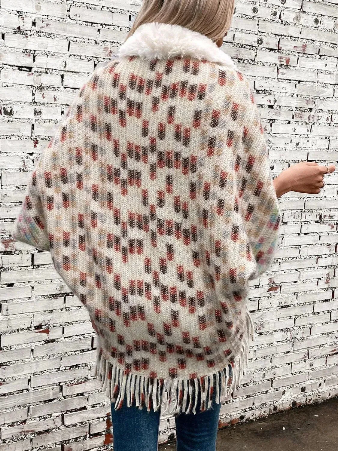 Fringed Fuzzy Open Front Cape