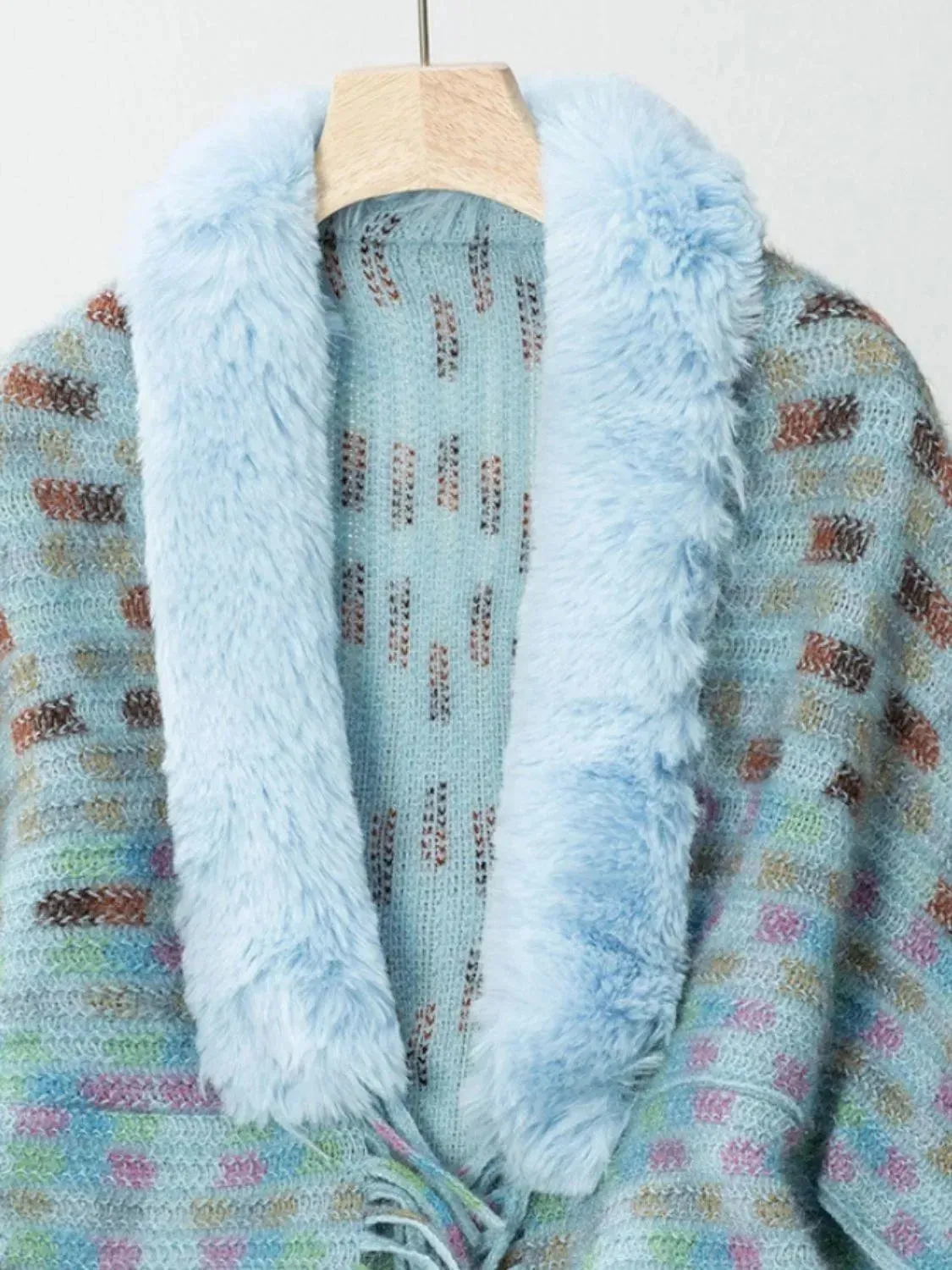 Fringed Fuzzy Open Front Cape