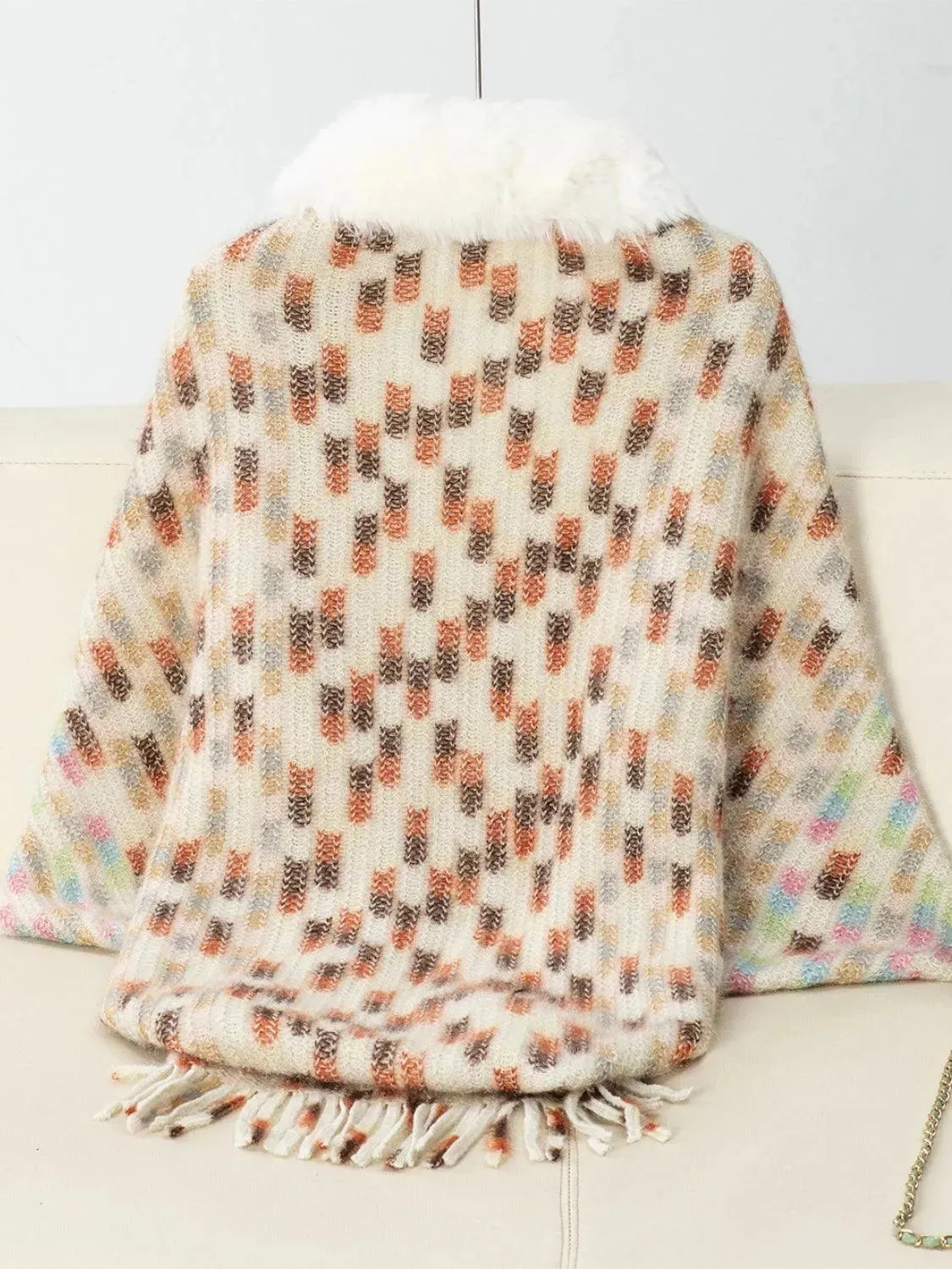 Fringed Fuzzy Open Front Cape
